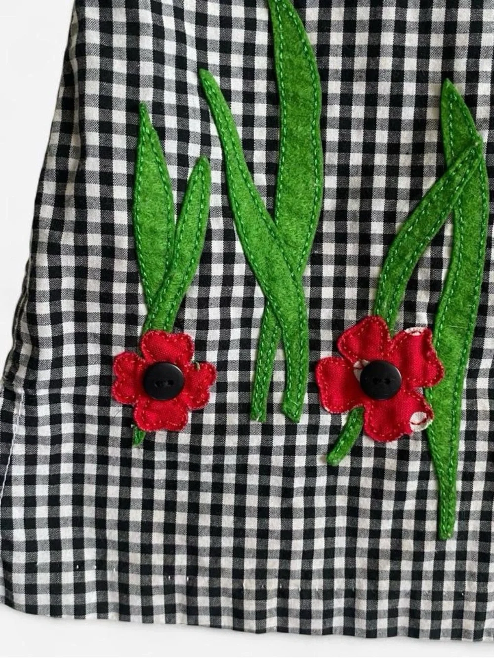 Y2k girls black & white plaid floral ladybug dress